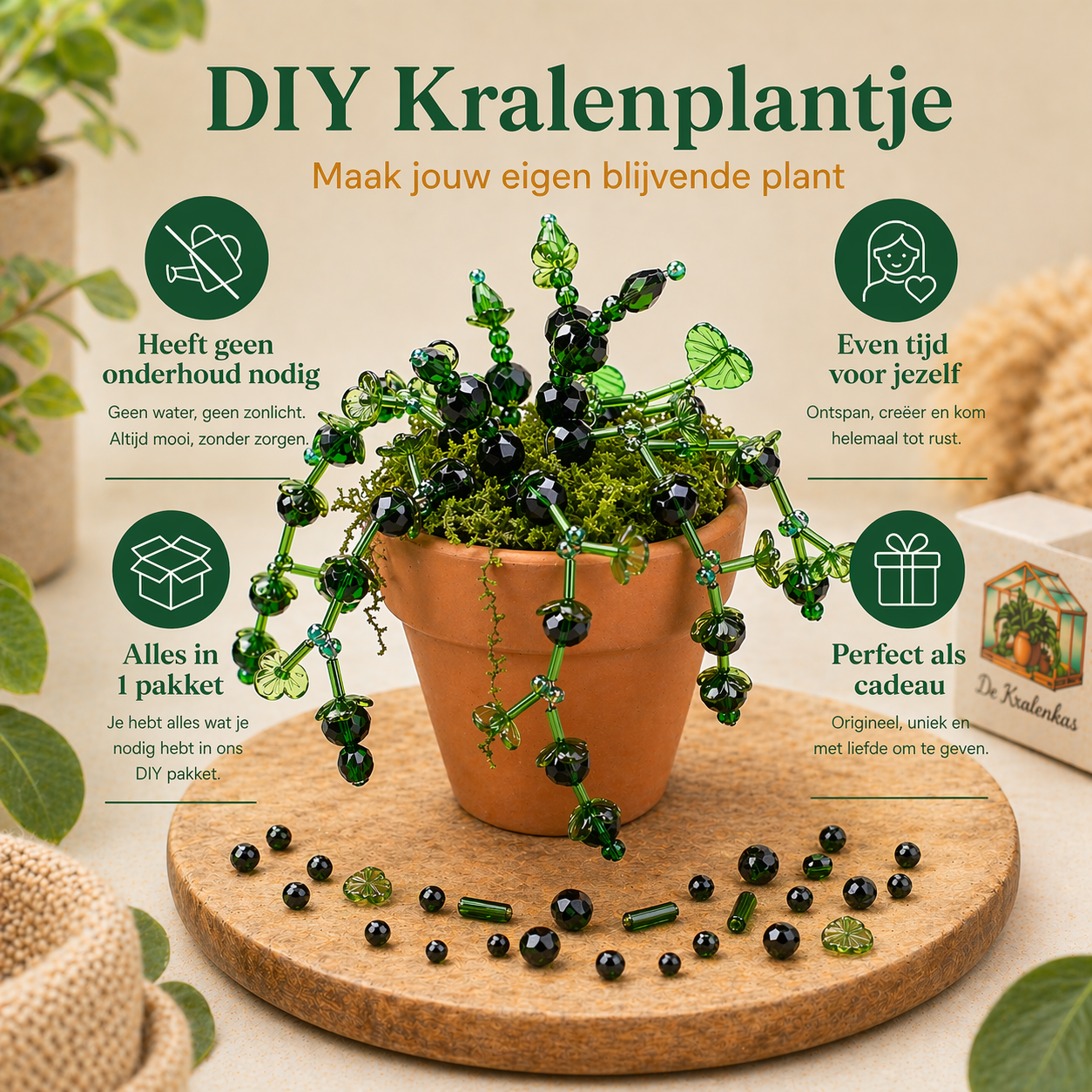 Maak thuis je eigen kralenplant - Zwarte knoppen